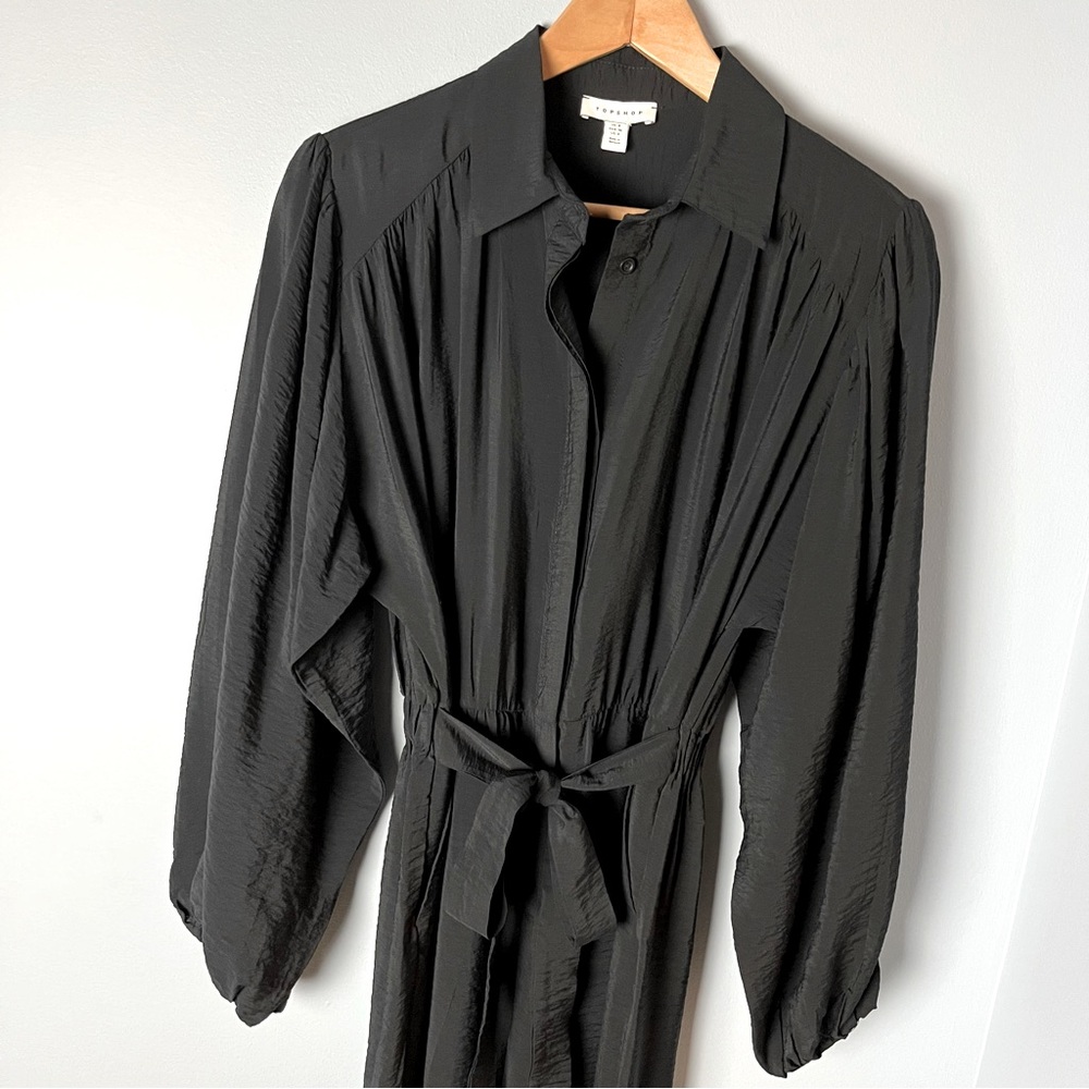 TOPSHOP Long Sleeve Jumpsuit - Black